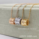 V Gold high version four-leaf clover kaleidoscope women's high-grade light luxury 100 diamond waist pendant collarbone chain