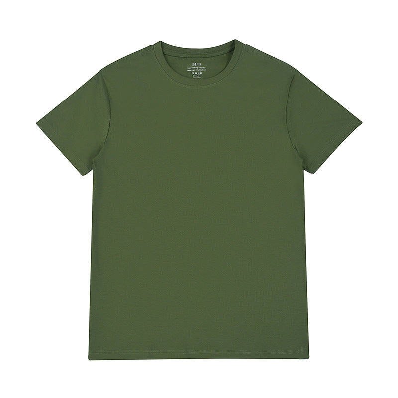 Light luxury 50 cool Xinjiang long cashmere pure cotton pima three needles ice silk all white T horse cotton men's short sleeve T-shirt