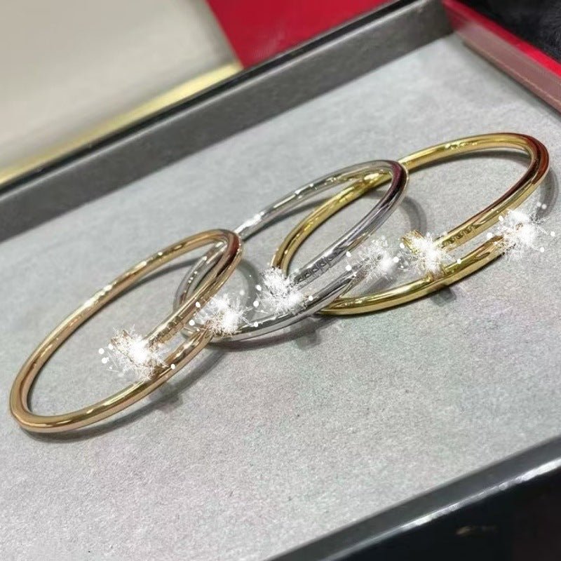 Women's Nail Bracelet Starry Sky Star thick electroplated 8K rose gold fashionable couple bracelet