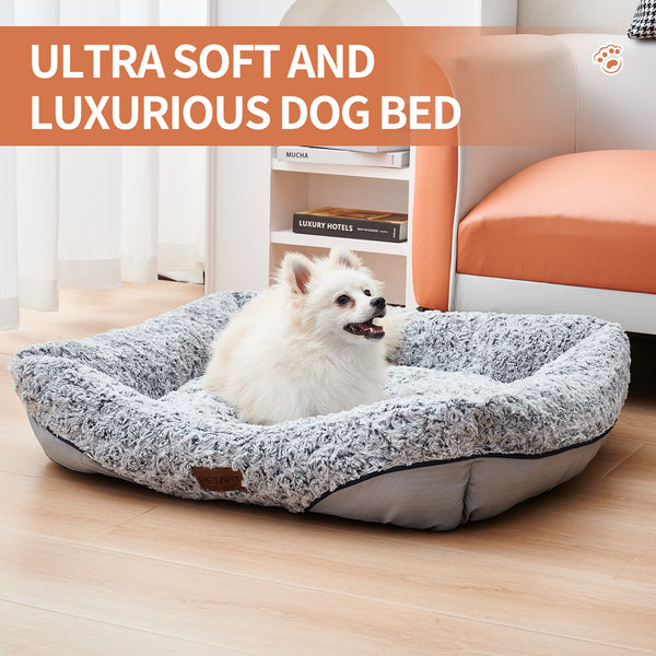 Swirl Rose Velvet Dog Beds For Small Medium Dogs Removable Cushion Calming Dog Sofa Beds