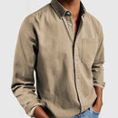 Men's shirt with long sleeves and lapels