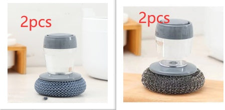 Kitchen Soap Dispensing Palm Brush Cleaner Push-type Brush Detergent Tools
