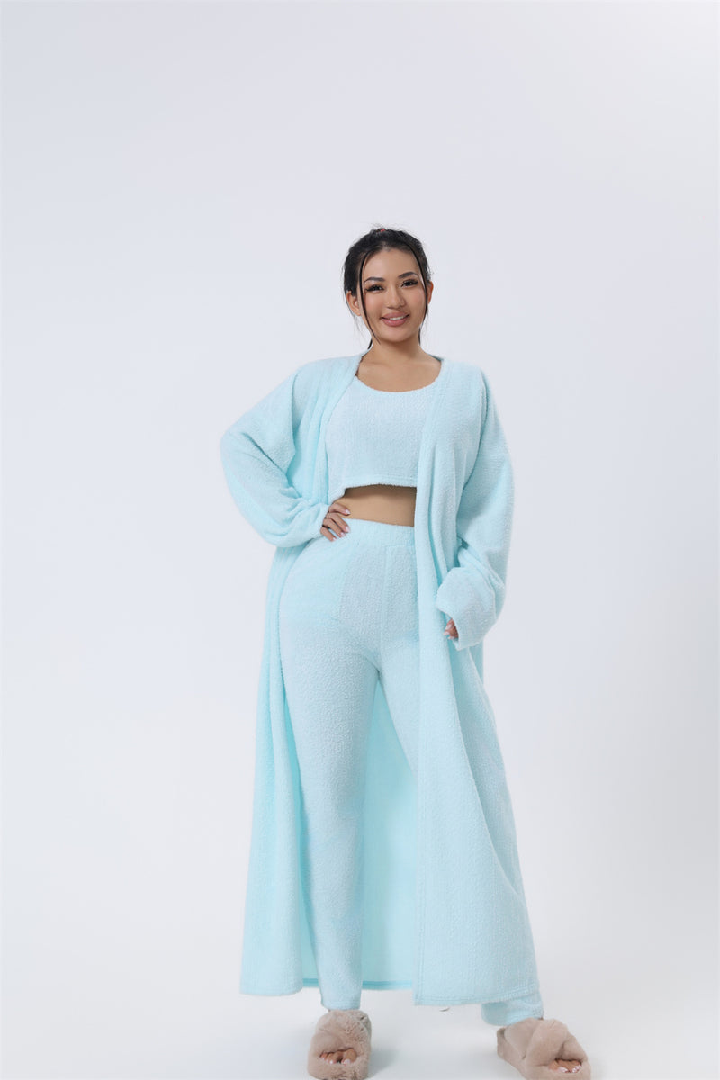 Cozy Pajama Set, 3 Piece Lounge Set, Cute Loungewear, Warm Suit, Matching Lounge Set, Women Winter Dress