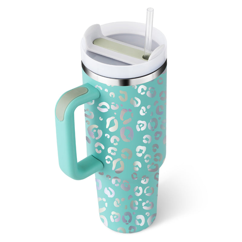 40 Oz Tumbler With Handle Straw Insulated, Stainless Steel Spill Proof Vacuum Coffee Cup Tumbler