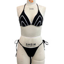 Black and white contrasting lace and fashionable bikini for women