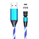 540 Rotate Luminous Magnetic 3A Fast Charging Mobile Phone Cable For LED Micro USB Type C