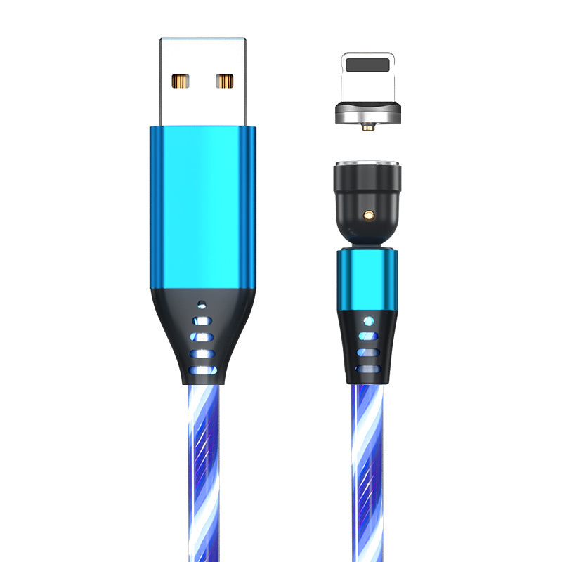 540 Rotate Luminous Magnetic 3A Fast Charging Mobile Phone Cable For LED Micro USB Type C