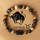 Fashionable natural stone beaded bracelets of the 12 zodiac signs, tiger's eye stone crystal bracelets and banges
