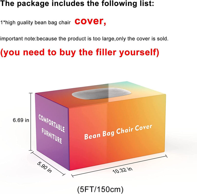 Bean Bag Chair Cushion, Big Round Soft Fluffy PV Velvet Sofa Bed Cover Lazy Sofa Bed Cover,6ft