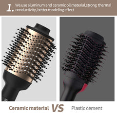 Black multi-functional hot air comb, dual-purpose hair dryer for both curling comb