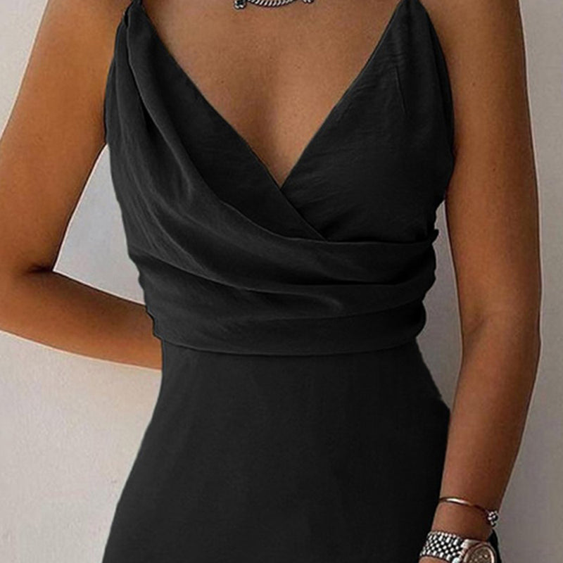 V-neck Slit Sling Dress Summer Fashion Sexy Slim Suspender Dresses For Women