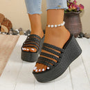 Solid-colored wedge heel women's sponge cake casual fish-mouth flip-flops