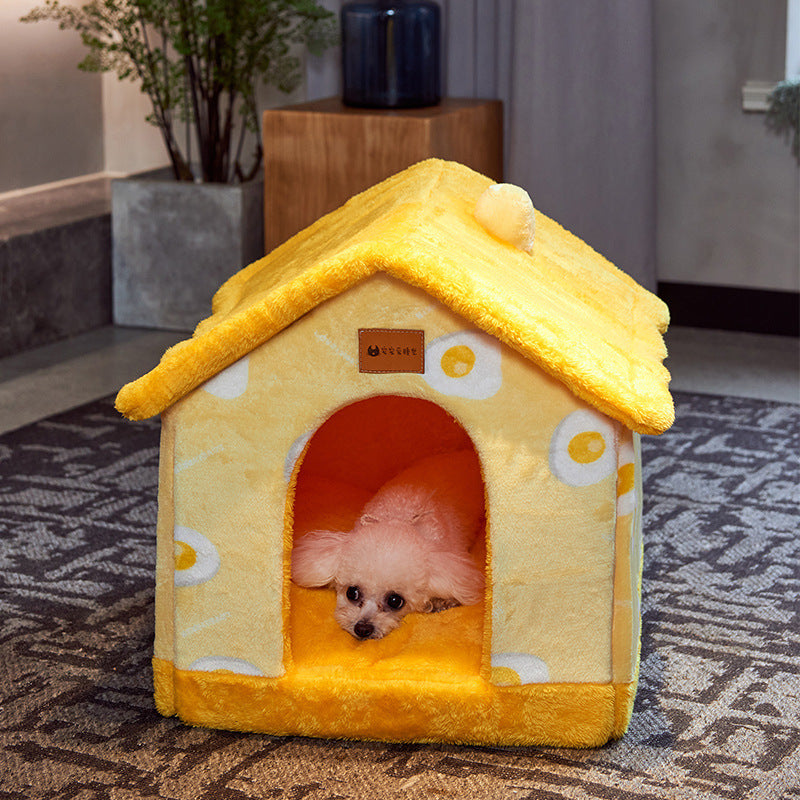 Foldable Dog Cat Pet Bed House Villa Sleep Kennel Removable Nest Warm Encloser