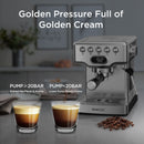 Geek Chef Espresso Machine, 20 Bar Espresso Machine With Milk Frothier For Latte,1.8L Water Tank, Stainless Steel