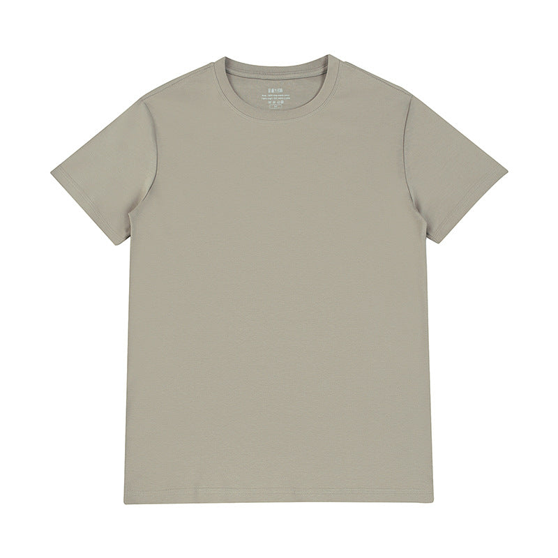 Light luxury 50 cool Xinjiang long cashmere pure cotton pima three needles ice silk all white T horse cotton men's short sleeve T-shirt
