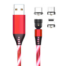 540 Rotate Luminous Magnetic 3A Fast Charging Mobile Phone Cable For LED Micro USB Type C