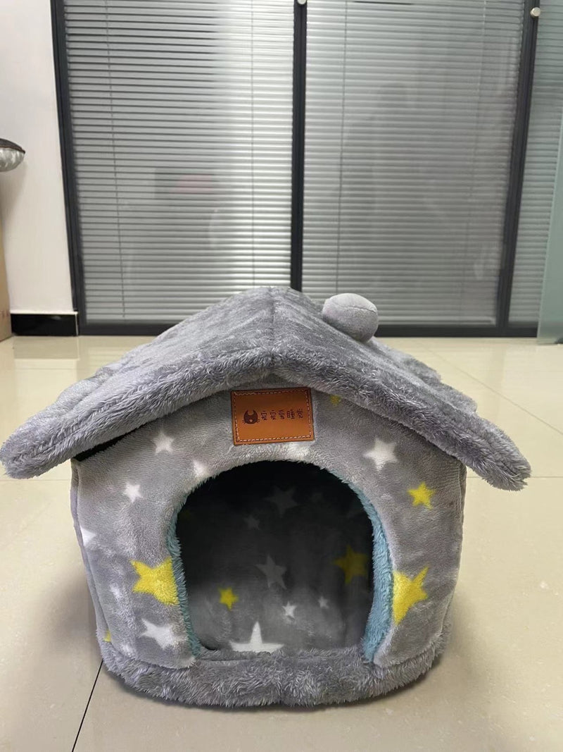 Foldable Dog Cat Pet Bed House Villa Sleep Kennel Removable Nest Warm Encloser