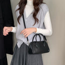 Minimalist bowling bag, genuine leather handbag, crossbody bag