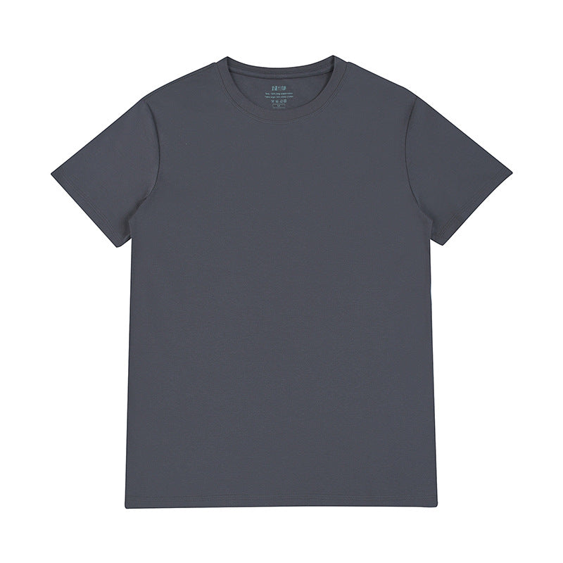 Light luxury 50 cool Xinjiang long cashmere pure cotton pima three needles ice silk all white T horse cotton men's short sleeve T-shirt