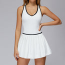 Women's Two anti-glare dresses, outdoor running, fitness and tennis dresses