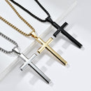 Gender-neutral style beveled cross pendant