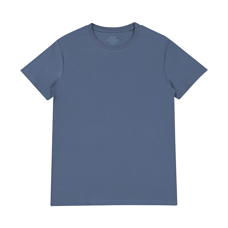 Light luxury 50 cool Xinjiang long cashmere pure cotton pima three needles ice silk all white T horse cotton men's short sleeve T-shirt
