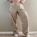 Summer European and American Spice Girls street side stitching matching color low waist straight tube casual woven pants