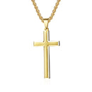 Gender-neutral style beveled cross pendant
