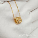 V Gold high version four-leaf clover kaleidoscope women's high-grade light luxury 100 diamond waist pendant collarbone chain