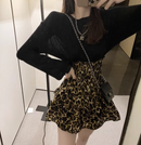 Half women  new spring flounces leopard-print high waist skirt