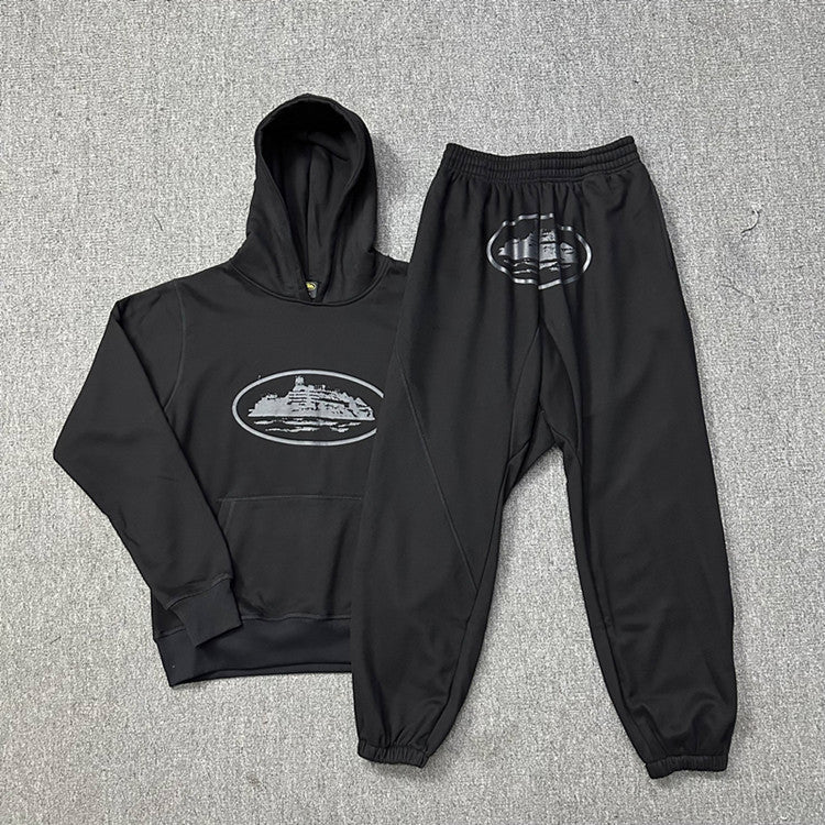 Corteiz classic series ship printed logo thin pile circle hoodie trend men's and women's casual sweatpants