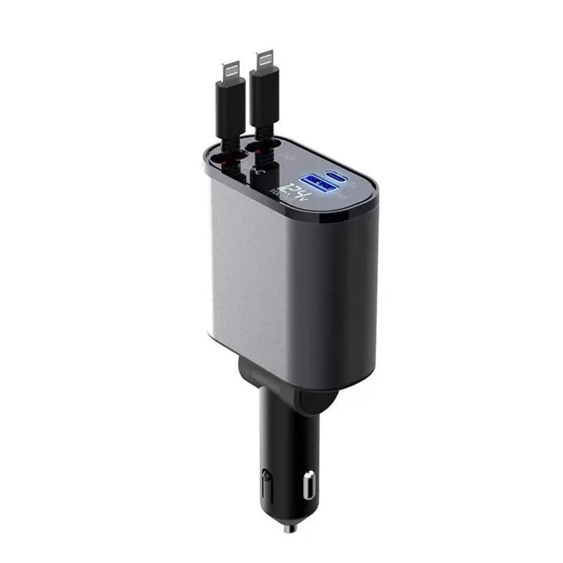 Metal Car Charger 100W Super Fast Charging Cigarette Lighter USB And TYPE-C Adapter