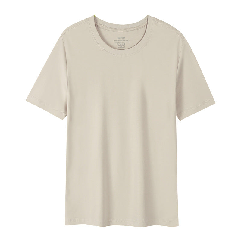 Light luxury 50 cool Xinjiang long cashmere pure cotton pima three needles ice silk all white T horse cotton men's short sleeve T-shirt