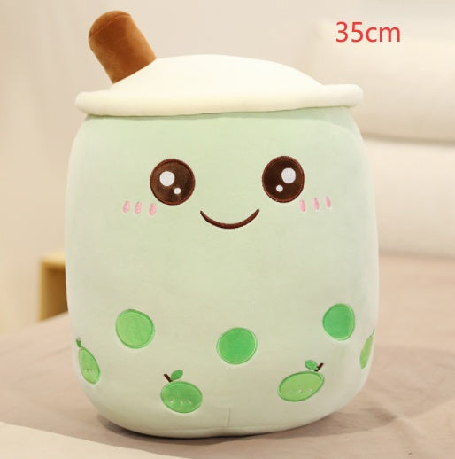 Cute Fruit Drink Plush Stuffed Soft Strawberry Milk Tea Plush Boba Tea Cup Toy Bubble Tea Pillow Cushion