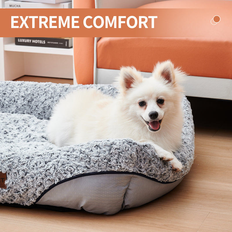 Swirl Rose Velvet Dog Beds For Small Medium Dogs Removable Cushion Calming Dog Sofa Beds