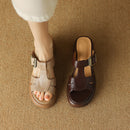 Open-toe sandals, women's shoes, high heels, thick heels, mid-heels, belt les