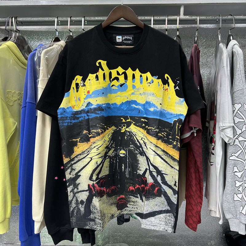 Men and Women American trend skull rock band basketball casual loose short-sleeved T-shirt