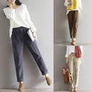 Large Size Women's Art Fan Xian Thin Corduroy Pants