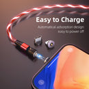 540 Rotate Luminous Magnetic 3A Fast Charging Mobile Phone Cable For LED Micro USB Type C
