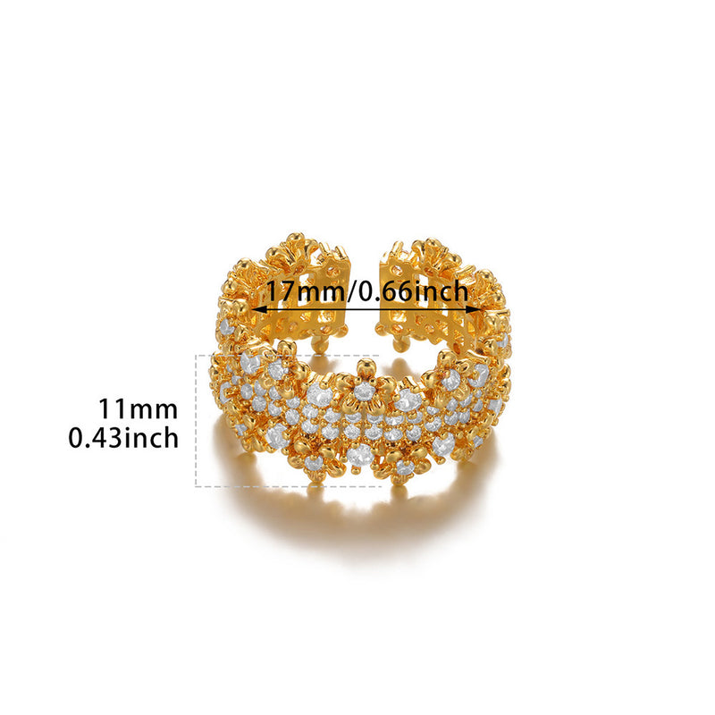 Light luxury, niche design, high-end micro-set zircon opening ring, heart-shaped devil's eye index finger ring, versatile jewelry