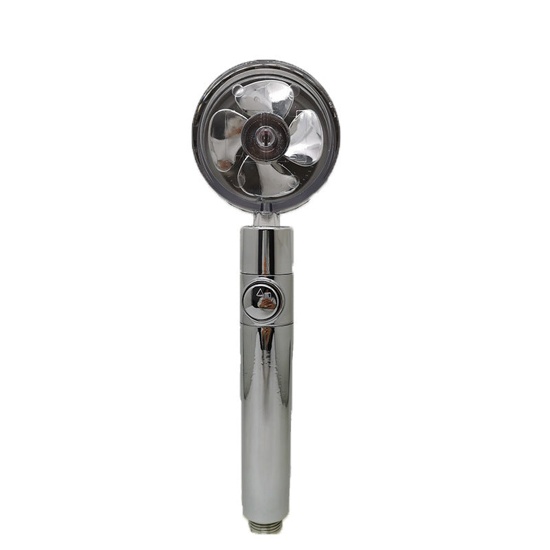 Propeller Driven Shower Head With Stop Button Cotton Filter Turbocharged High Pressure Hand-held Shower Nozzle