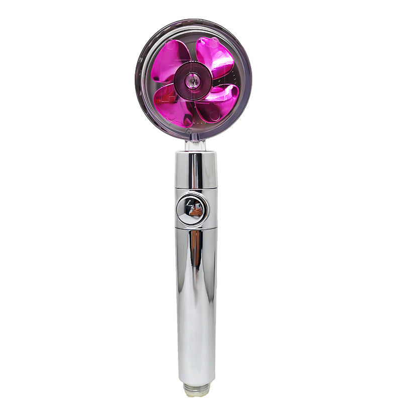 Rotating Shower Head with Rotating 360 Degrees Small Fan ABS Rain High Pressure Spray Nozzle