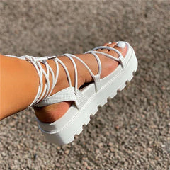 Strappy flat, trendy, matte, thick-soled sandals