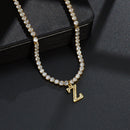 Ladies Custom-made English letter pendant claw diamond necklace
