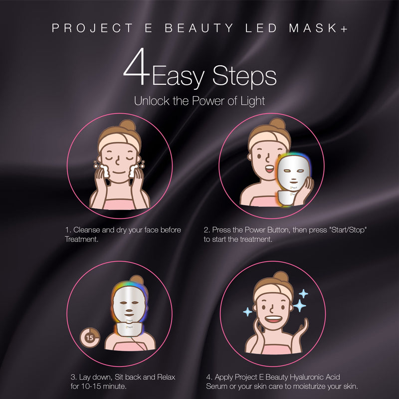 Project E Beauty Wireless 7 Color LED Mask Neck Photon Light Skin Reju