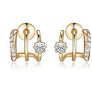 Zircon exquisite and personalized ear stud earrings with three-prong arc-shaped lines offer a classic and high-end commuting feel