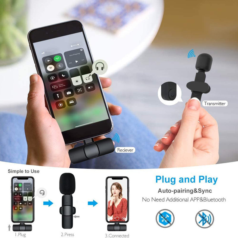 Wireless Lavalier Microphone Portable Audio Video Recording Mini Mic For I Phone Android