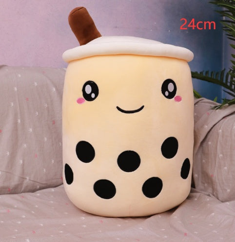 Cute Fruit Drink Plush Stuffed Soft Strawberry Milk Tea Plush Boba Tea Cup Toy Bubble Tea Pillow Cushion