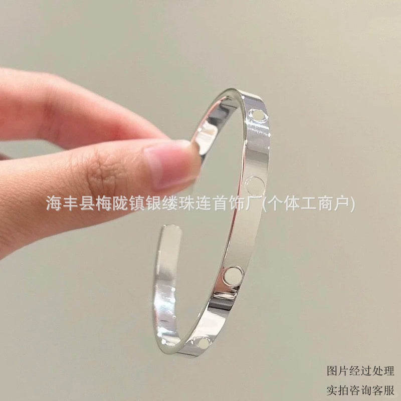 K Family Fine thick-plated 18K gold, wide version, narrow version, full diamond, six diamonds bracelet,
