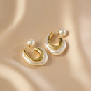 Women's Silver needle design C-shaped earrings trendy and high-end style